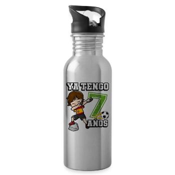 Fußball Junge Es Ist Mein 7 Geburtstag Spanische - Trinkflasche mit integriertem Trinkhalm - Lightsilver - Rechts