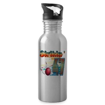 Strikin' Into 47 Bowling Bowler Celebration For the 47th anniversary of the Bowling Bowler - Water bottle with straw - silver - Right