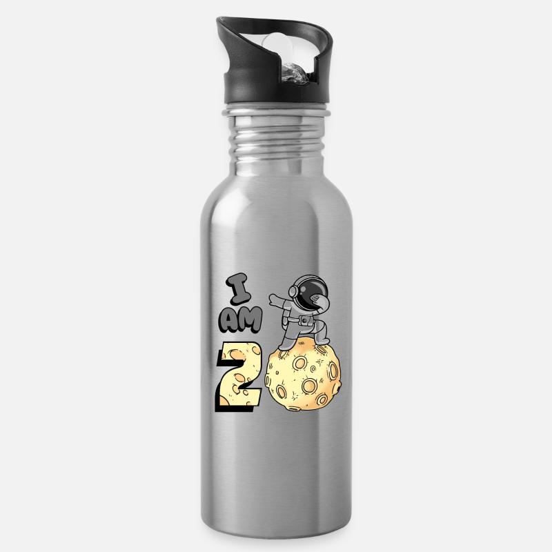 Je suis astronaute de 2 pièces enfant Moon Walker 2. - Gourde avec paille intégrée - argent clair