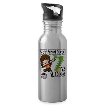 Football girl it's my 7th birthday Spanish - Water bottle with straw - silver - Right