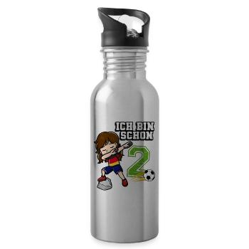 Football Girl J’ai déjà 2 ans - Gourde avec paille intégrée - argent clair - Droite