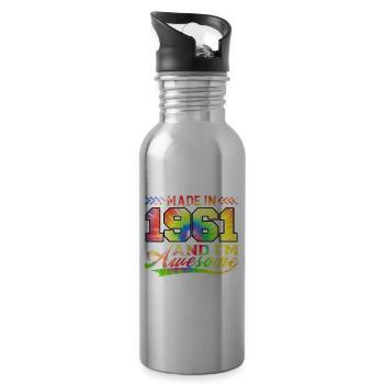 Fabriqué en 1961 et je suis génial Tie Dye coloré - Gourde avec paille intégrée - argent clair - Droite
