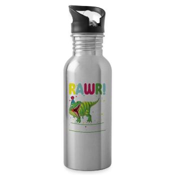 Dinosaure 1 an 1ère fête d’anniversaire - Gourde avec paille intégrée - argent clair - Droite