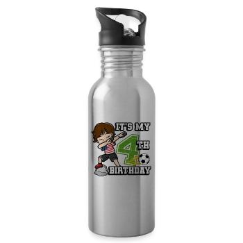 Footballeur Garçon J’ai déjà 4ème anniversaire - Gourde avec paille intégrée - argent clair - Droite