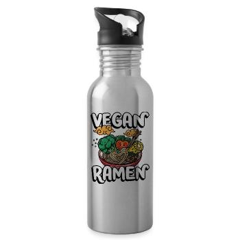 Vegan Ramen | Ramen-lover shirt | - Water bottle with straw - silver - Right