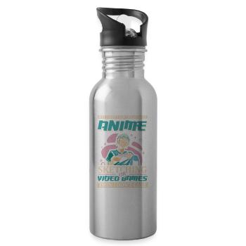 Anime Sketching Video Games | Anime lovers | - Water bottle with straw - silver - Right