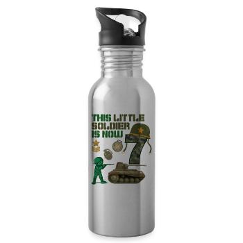 This little soldier is now 7 Army Tank 7. - Water bottle with straw - silver - Right