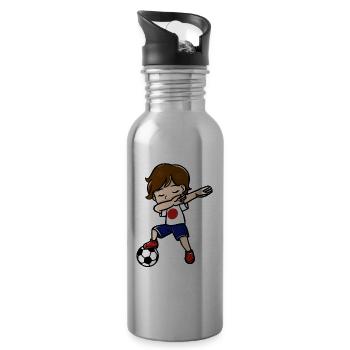 Tupfende Junge Fußballspieler Japanische Flagge - Trinkflasche mit integriertem Trinkhalm - Lightsilver - Rechts