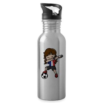 Tupfende Mädchen Fußballspieler Französisch - Trinkflasche mit integriertem Trinkhalm - Lightsilver - Rechts