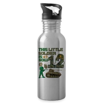 This little soldier is now 12 Army Tank 12. - Water bottle with straw - silver - Right