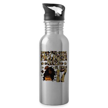 This melanin queen is now 17 black - Water bottle with straw - silver - Right