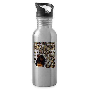This Melanin Queen is now 28 black - Water bottle with straw - silver - Right