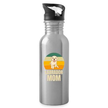 Labrador Mama Hunde Muttertag Retro Labrador - Trinkflasche mit integriertem Trinkhalm - Lightsilver - Rechts