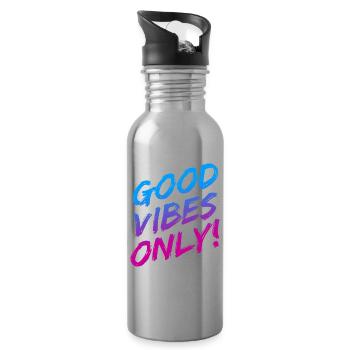 Good Vibes Only Brushed Colorful - Water bottle with straw - silver - Right