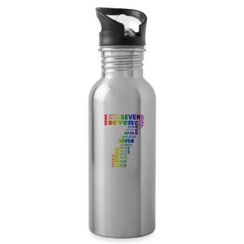 Seven 7th Birthday | Coldorful Words Themed - Trinkflasche mit integriertem Trinkhalm - Lightsilver - Rechts