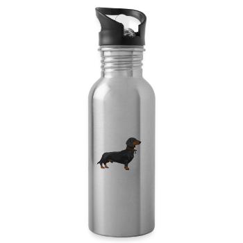 Das Dackel-Hundeheim ist der Ort, an dem der Dackel lebt - Trinkflasche mit integriertem Trinkhalm - Lightsilver - Rechts