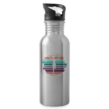 Retro Marathon, Trail Running - Water bottle with straw - silver - Right