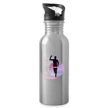 Vaporwave Metaverse Marathon, Trail Running - Gourde avec paille intégrée - argent clair - Droite