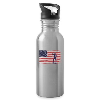 American Flag Jump Shoes Fitness - Water bottle with straw - silver - Right