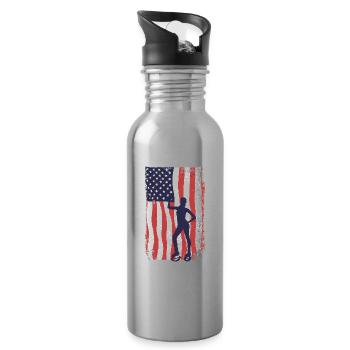 Amerikanische Fahne Jump Shoes Fitness - Trinkflasche mit integriertem Trinkhalm - Lightsilver - Rechts