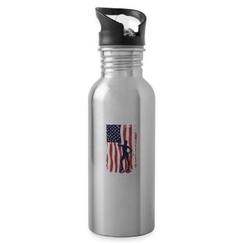 Amerikanische Fahne Jump Shoes Fitness - Trinkflasche mit integriertem Trinkhalm - Lightsilver - Rechts
