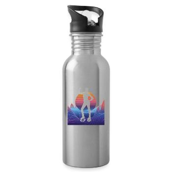 Vaporwave Synthwave Jump Shoes Fitness - Water bottle with straw - silver - Right