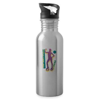 Vaporwave Synthwave Jump Shoes Fitness - Water bottle with straw - silver - Right