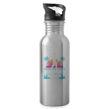 Vaporwave Synthwave Jump Shoes Fitness - Water bottle with straw - silver - Right