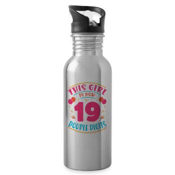 This Girl Is Now 19 | Cupcake Themed - Water bottle with straw - silver - Right