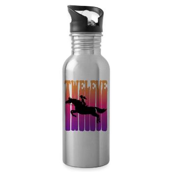 Girl riding, I am 12 years old, children 12. - Water bottle with straw - silver - Right