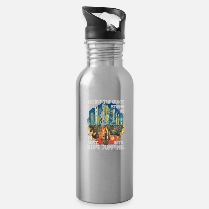 Chaos Rope Jumping - Trinkflasche mit integriertem Trinkhalm - Lightsilver