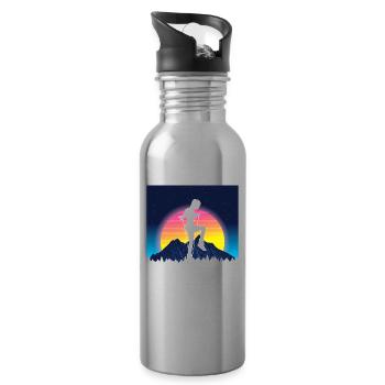 Vaporwave Rope Jumping - Trinkflasche mit integriertem Trinkhalm - Lightsilver - Rechts