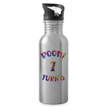 Boom Je viens d’avoir 7 ans mais j’ai hâte d’avoir 8 ans | - Gourde avec paille intégrée - argent clair - Droite