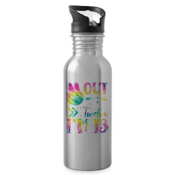 Peace Out Twelve I'm 13 | Tie Dye Themed - Water bottle with straw - silver - Right