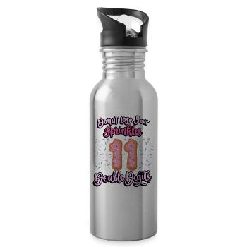 Donut Lose Your Sprinkles 11th Birthday | Beignet - Gourde avec paille intégrée - argent clair - Droite