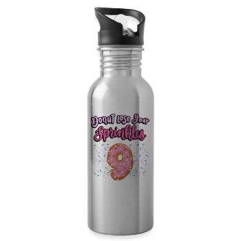 Donut Lose Your Sprinkles 9th Birthday | Beignet - Gourde avec paille intégrée - argent clair - Droite