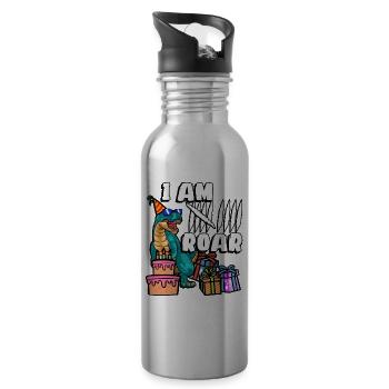 J’ai 9 | Chemise d’anniversaire de dinosaure | - Gourde avec paille intégrée - argent clair - Droite