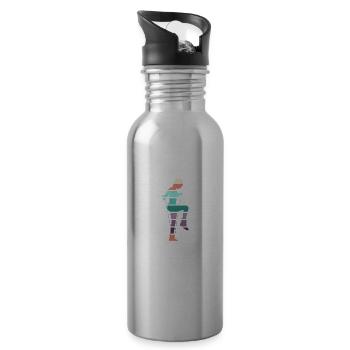 Retro Rope Jumping - Trinkflasche mit integriertem Trinkhalm - Lightsilver - Rechts