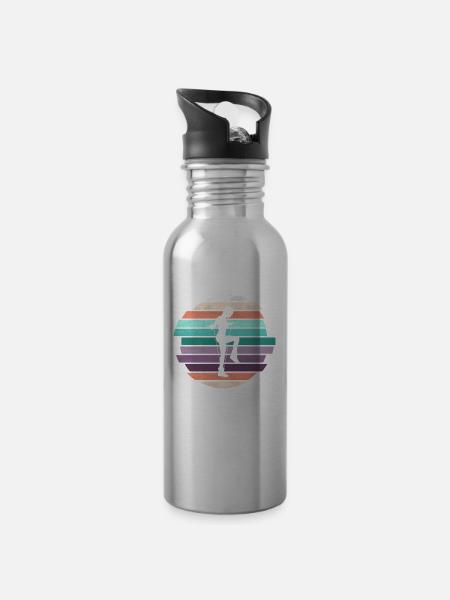 Retro Rope Jumping - Trinkflasche mit integriertem Trinkhalm - Lightsilver