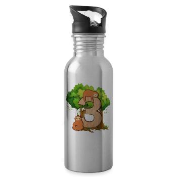 3ème anniversaire | | d’anniversaire de paresseux Paresse - Gourde avec paille intégrée - argent clair - Droite