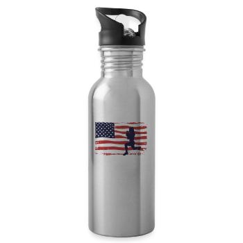 American Flag HIIT - Water bottle with straw - silver - Right