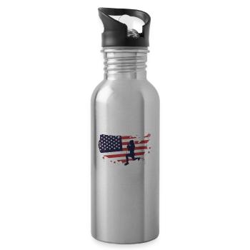 American Flag HIIT - Water bottle with straw - silver - Right
