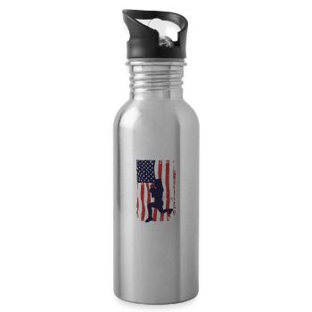 American Flag HIIT - Water bottle with straw - silver - Right