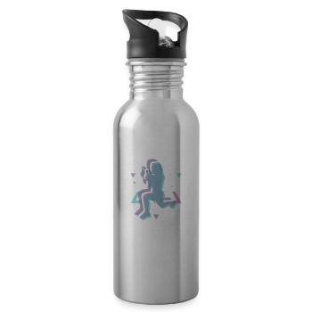 Vaporwave Weltall HIIT - Trinkflasche mit integriertem Trinkhalm - Lightsilver - Rechts