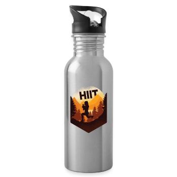 HIIT Fitness Frau - Trinkflasche mit integriertem Trinkhalm - Lightsilver - Rechts