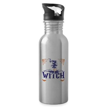 Nurse At Work Witch Im - Water bottle with straw - silver - Right