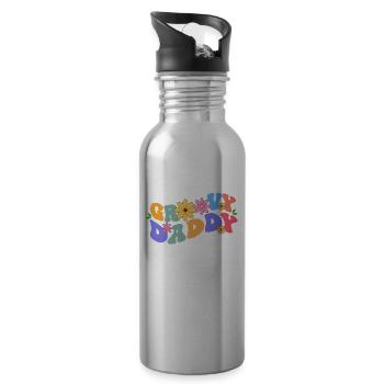 Groovy Daddy Bloom Floral Theme Colorful Leisure - Water bottle with straw - silver - Right