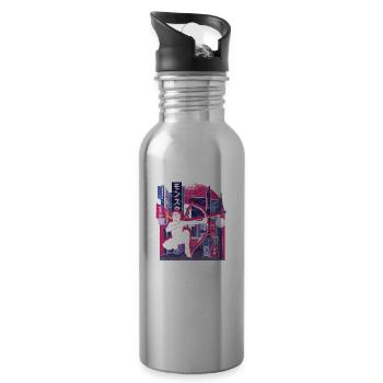 Vaporwave Synthwave Skyline Arrowtag - Gourde avec paille intégrée - argent clair - Droite