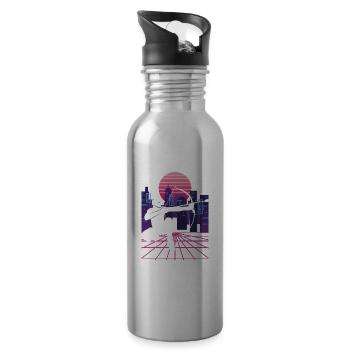 Vaporwave Synthwave Skyline Arrowtag - Gourde avec paille intégrée - argent clair - Droite