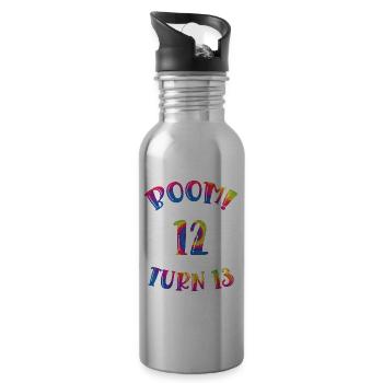 Boom Je viens d’avoir 12 ans mais j’ai hâte d’avoir 13 ans - Gourde avec paille intégrée - argent clair - Droite